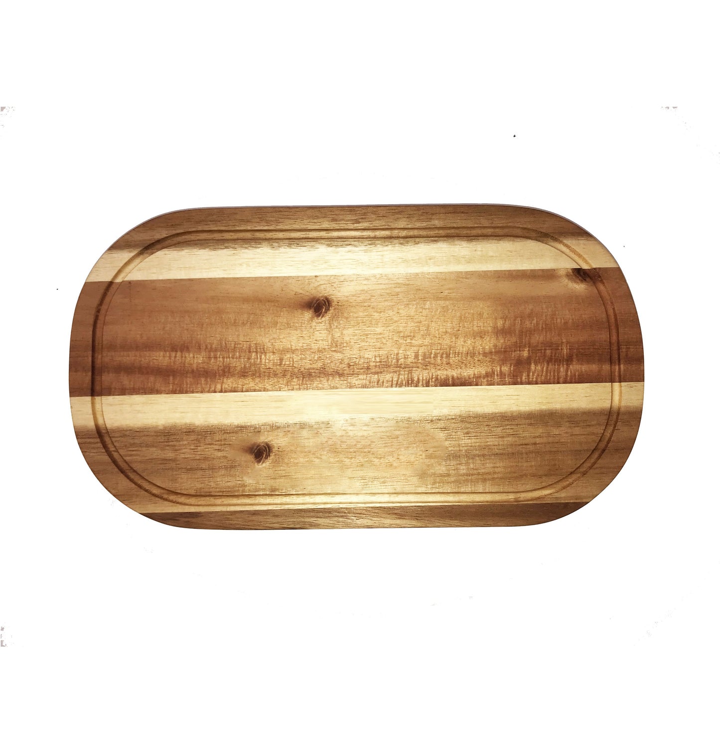 Zavis Green Acacia Wood Serving Rounded Cutting Board With Juice