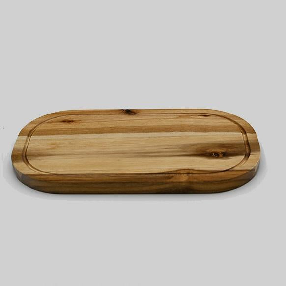 Zavis Green Acacia Wood Serving Rounded Cutting Board With Juice